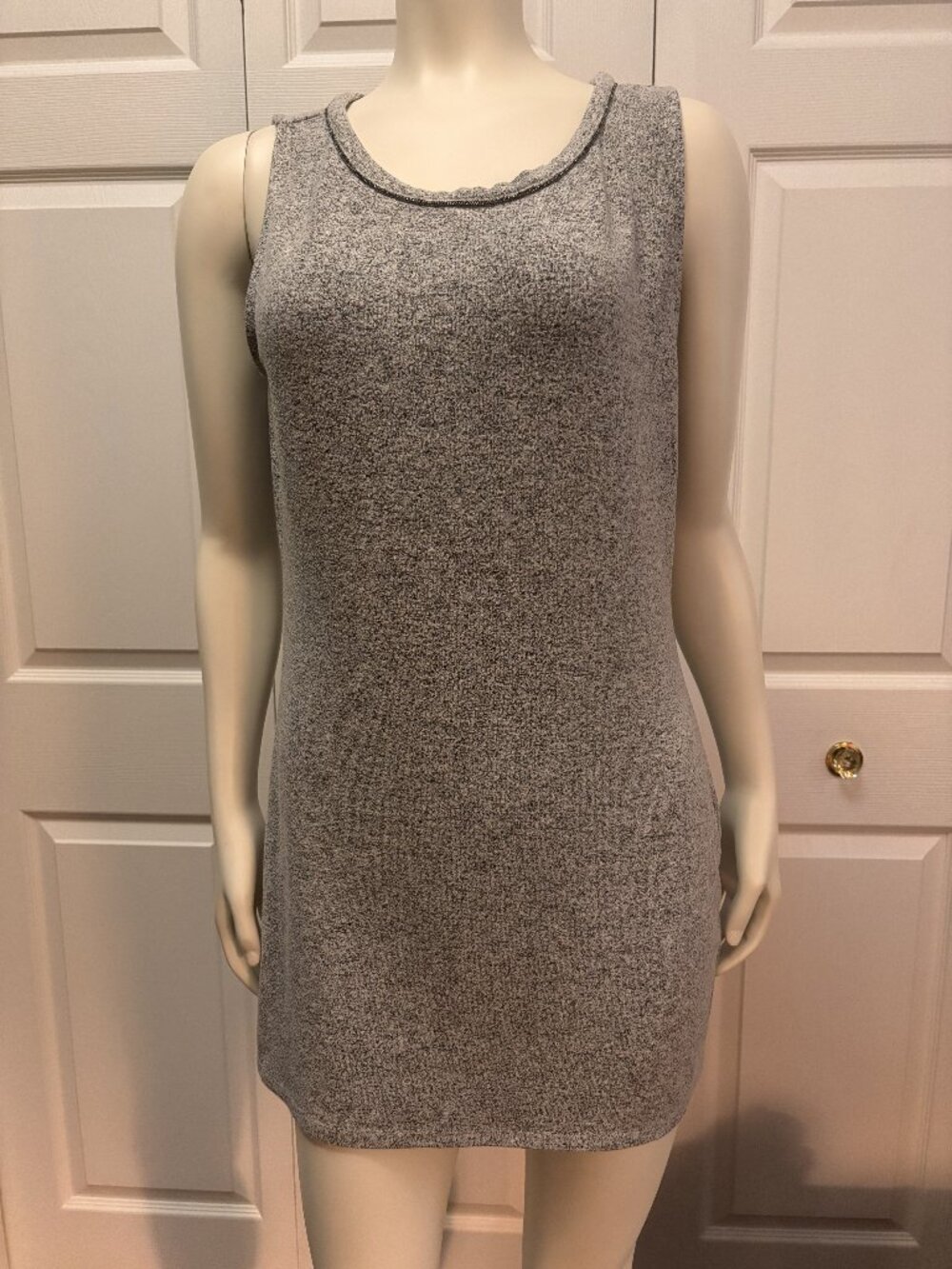 White House Black Market Gray Marled Sleeveless Sweater Dress Tunic Medium